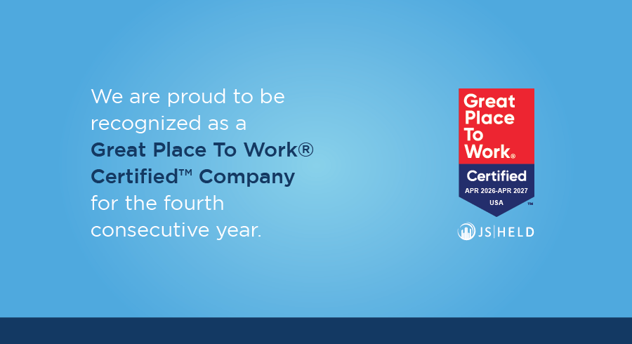J.S. Held is Certified as a Great Place to Work®