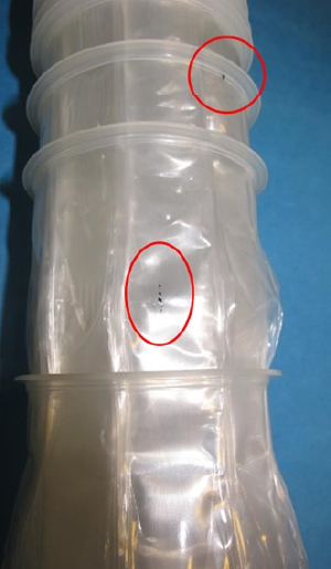 Figure 2 - Black contamination on the walls of the liners.