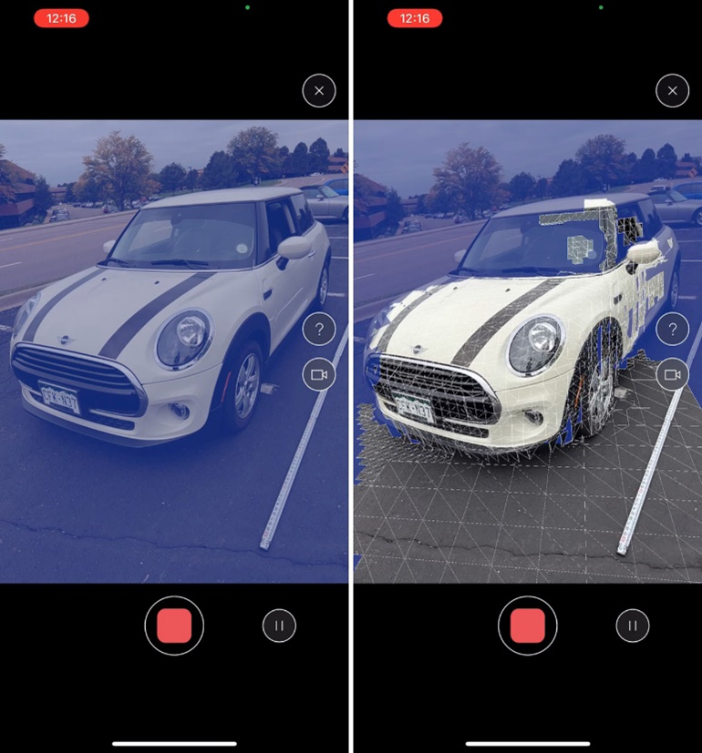 Figure 3 - A screen capture of the LiDAR capture process for the Polycam app.