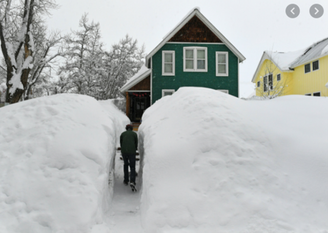Figure Figure 4 - Breckenridge, CO. 366 inches of snow annually. Extreme example of snow on a walking surface in a cold-weather climate. In this location, snow and ice on the sidewalk would be considered normal.