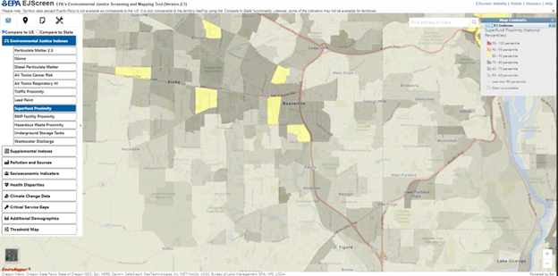 Figure 4 - EPA's Environmental Justice Screening and Mapping Tool (Version 2.1). [9]